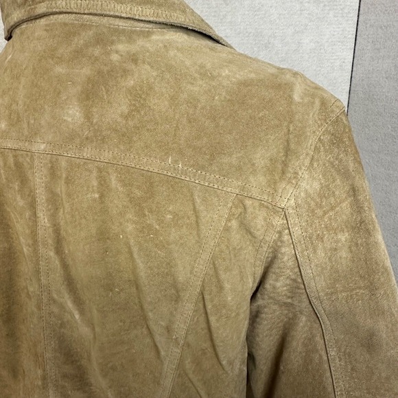 Vintage Fabio Suede Leather Trucker Jacket Cowgirl 90s Brown XL Machine Washable - Picture 5 of 13